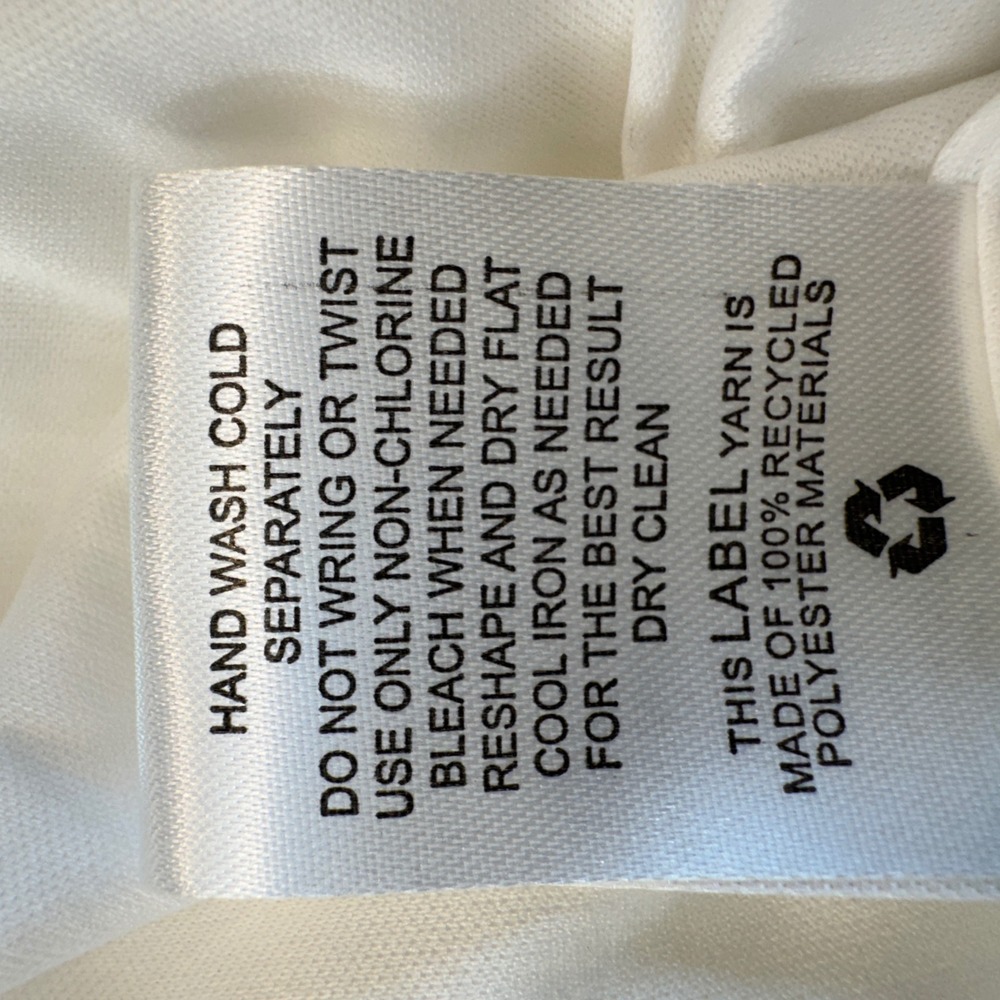 White w/ Metallic Thread Smocked Eyelet Ruffle Sleeve Tiered Mini Dress Small - Picture 15 of 16